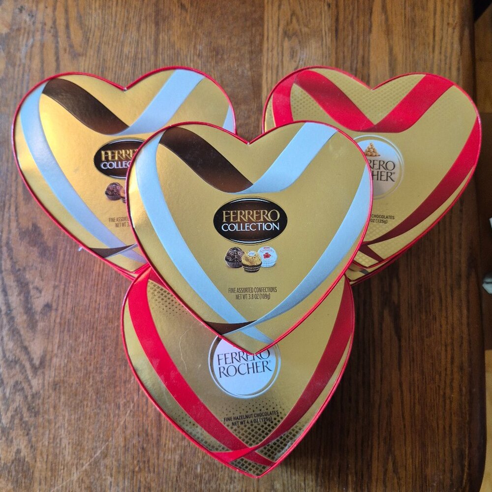 Crafter's Special: Empty Heart Shaped Ferrero Boxes Valentines Crafts Lot of Ten